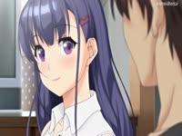 Naughty anime teen teases a huge cock